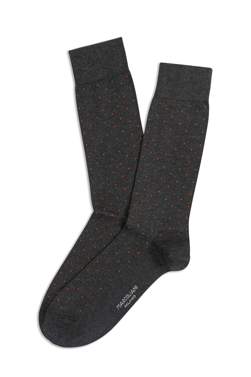 MARCOLIANI PIN MEN'S CALF SOCK - CHARCOAL GINGER