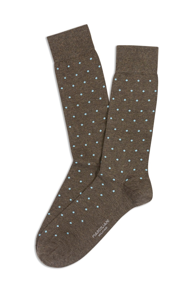 MARCOLIANI POLKA DOT CALF SOCK - COFFEE