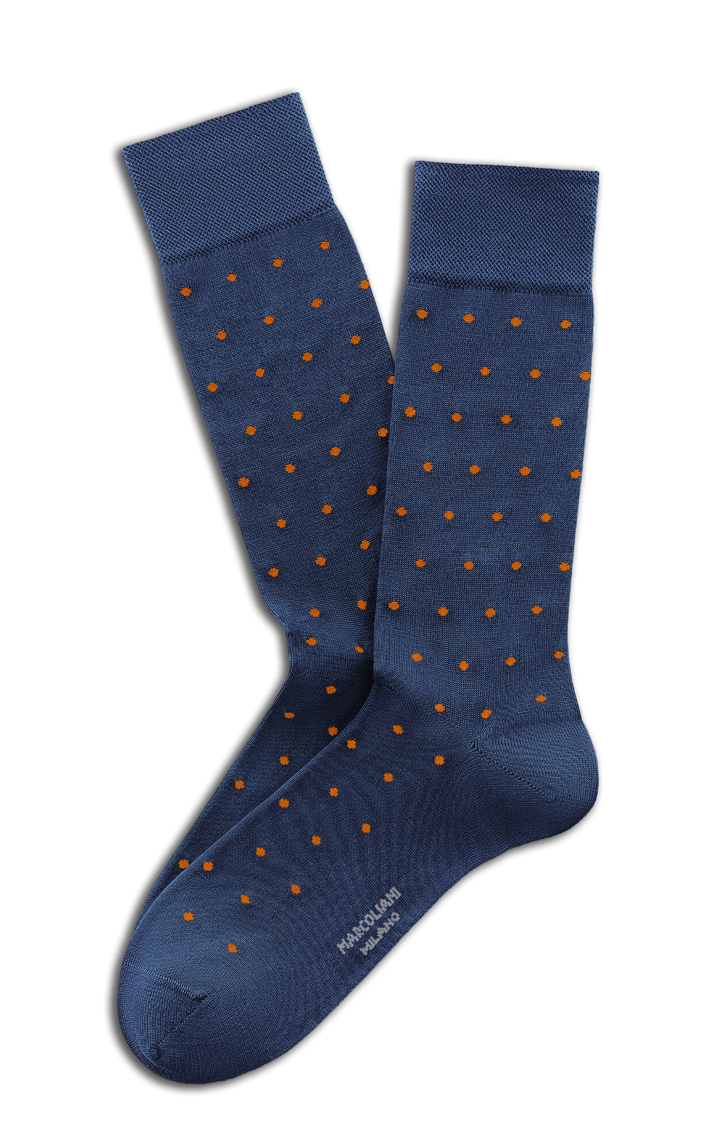 MARCOLIANI POLKA DOT SOCK - DENIM ORANGE