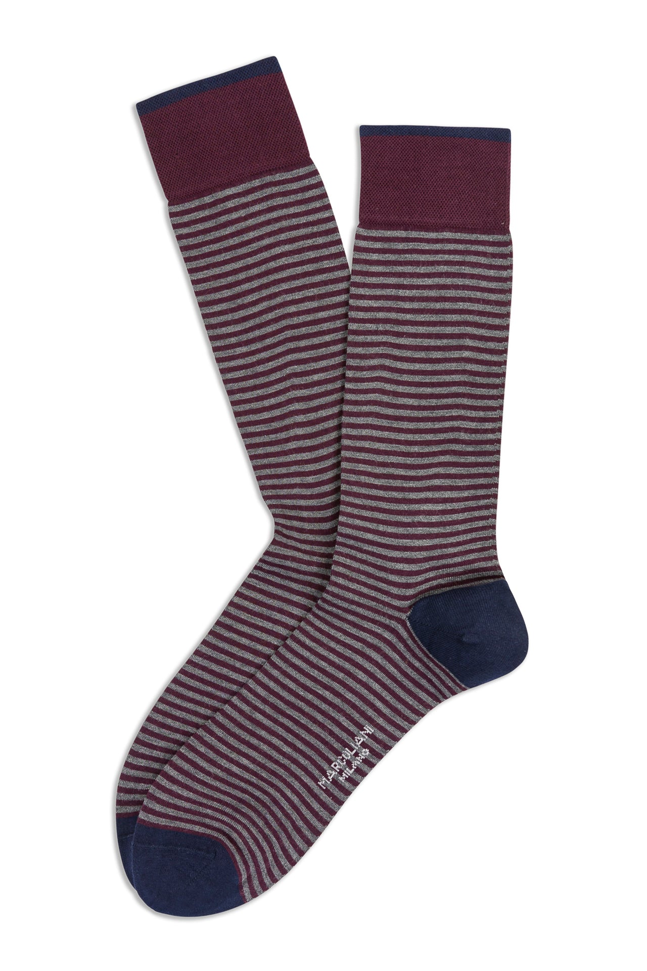 MARCOLIANI PALIO STRIPE CALF SOCK - BAROLO RED