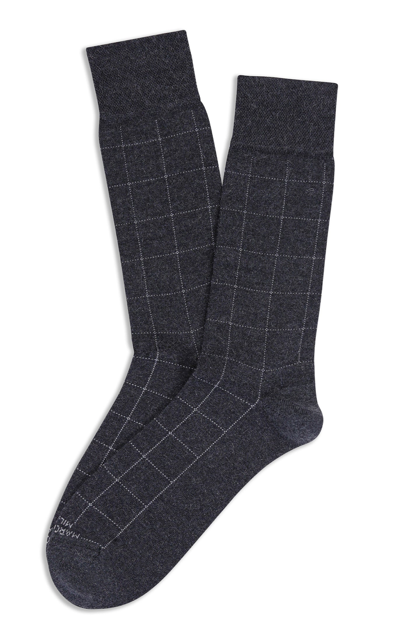MARCOLIANI MOUSSE OF MODAL WINDOWPANE CALF SOCK - ASPHALT