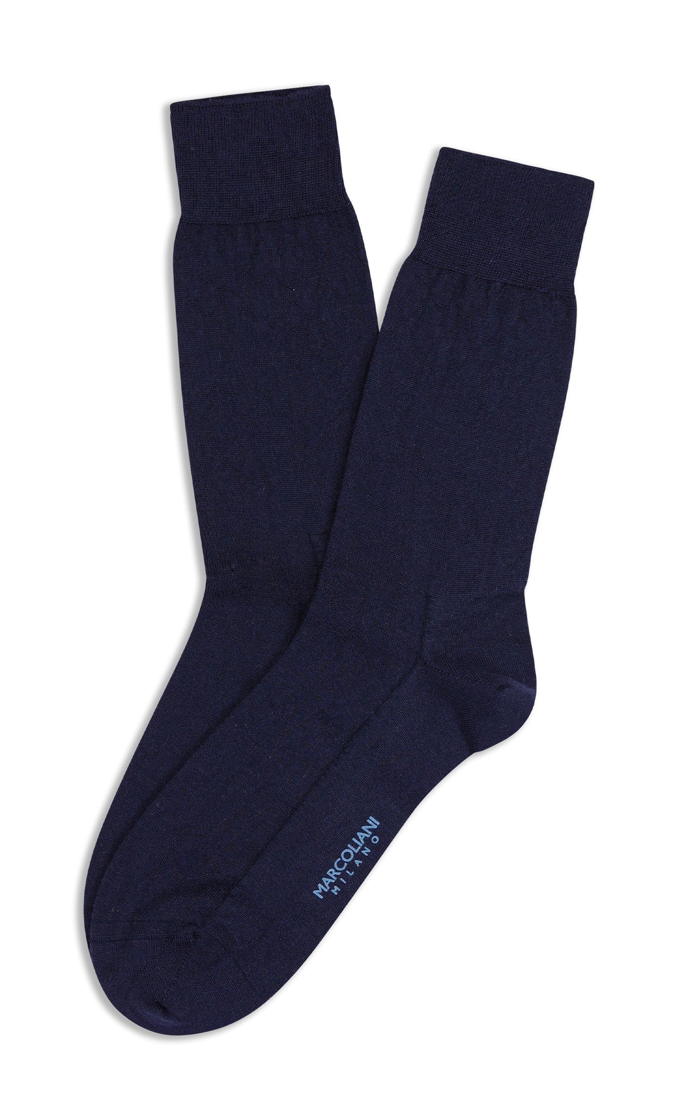 MARCOLIANI SOLID CASHMERE CALF SOCK - NAVY