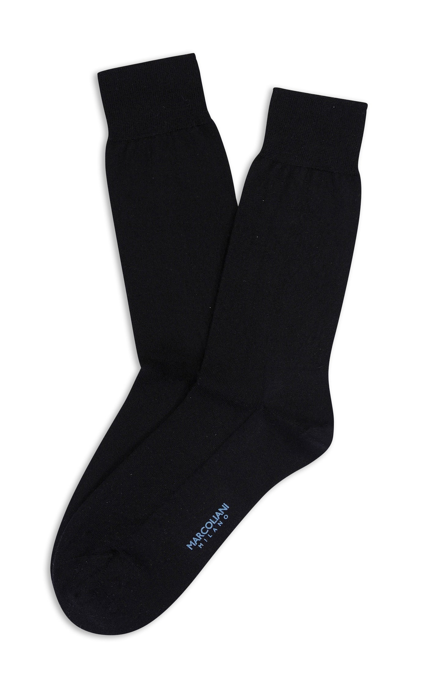 MARCOLIANI SOLID CASHMERE CALF SOCK - BLACK