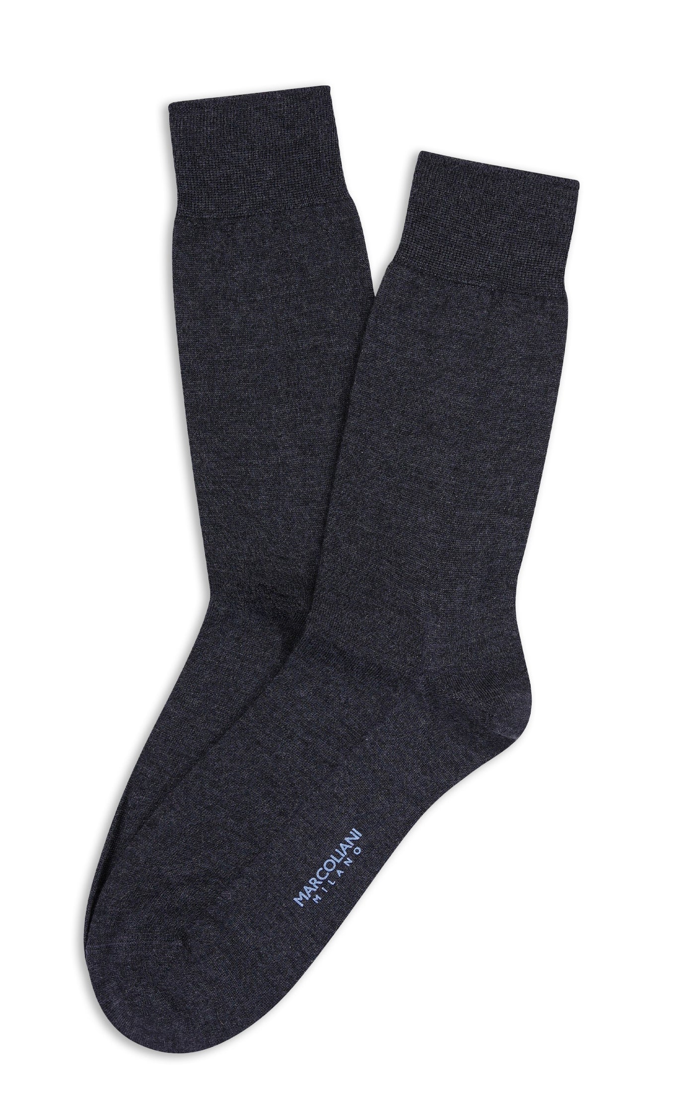 MARCOLIANI SOLID CASHMERE CALF SOCK - ASPHALT