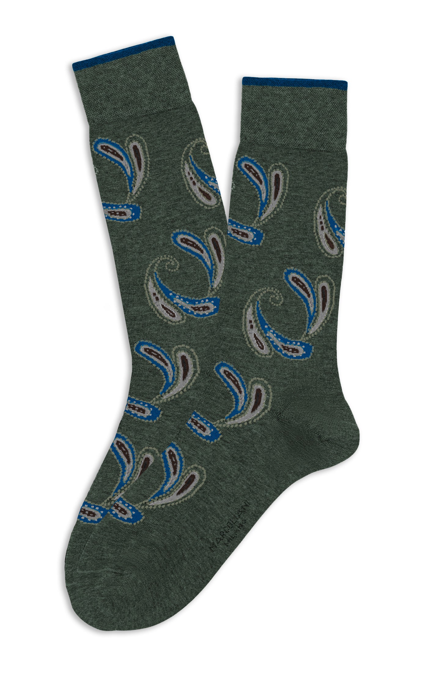 MARCOLIANI AGRA PAISLEY CALF SOCK - LODEN