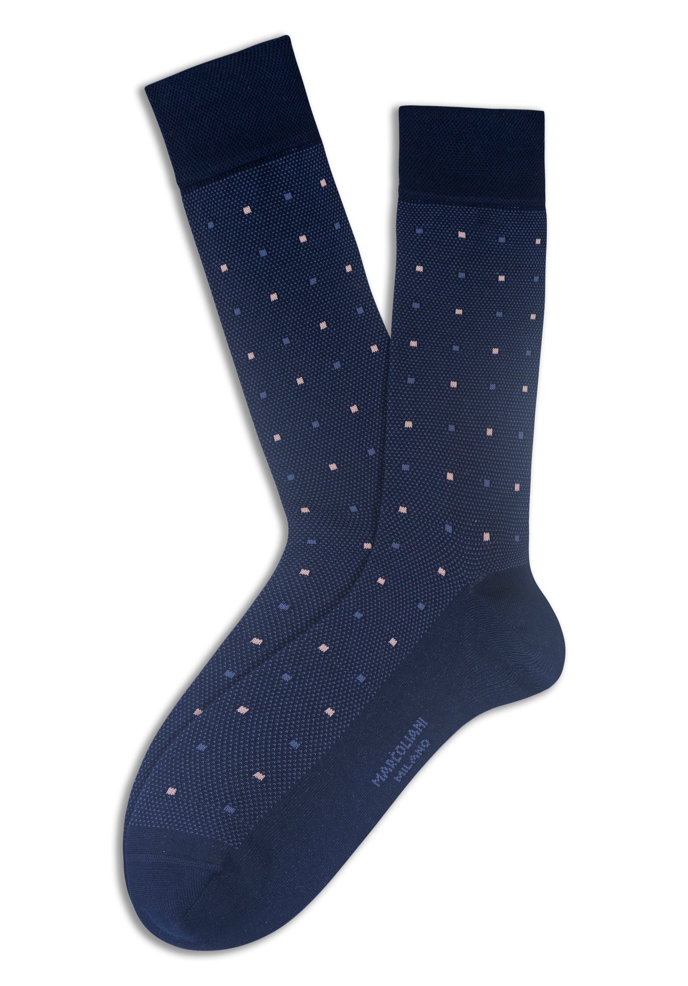 MARCOLIANI CONTEMPORARY DOTS CALF SOCK - NAVY