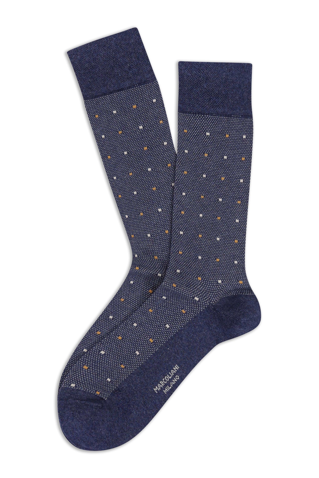 MARCOLIANI CONTEMPORARY DOTS CALF SOCK - INDIGO
