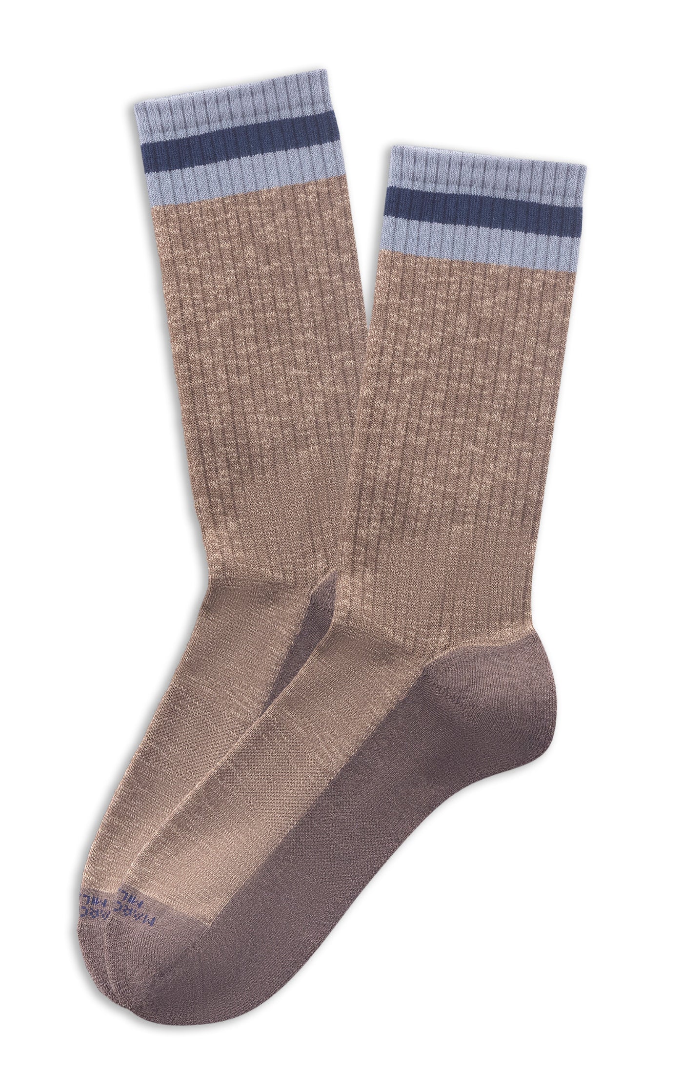 MARCOLIANI PIMA COTTON PREPPY STRIPE CALF SOCK - KHAKI
