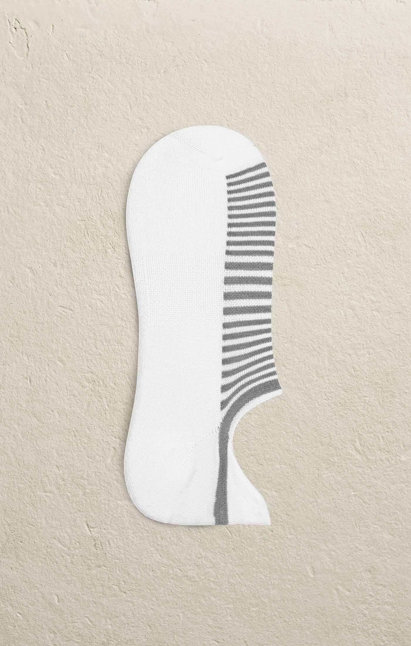 MARCOLIANI PIMA COTTON PALIO STRIPE INVISIBLE SNEAKER SOCK - WHITE