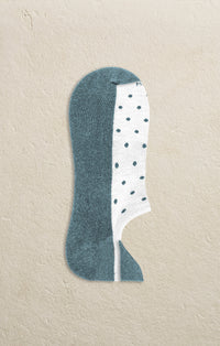 MARCOLIANI PIMA COTTON POLKA DOT INVISIBLE SNEAKER SOCK - WHITE/DENIM