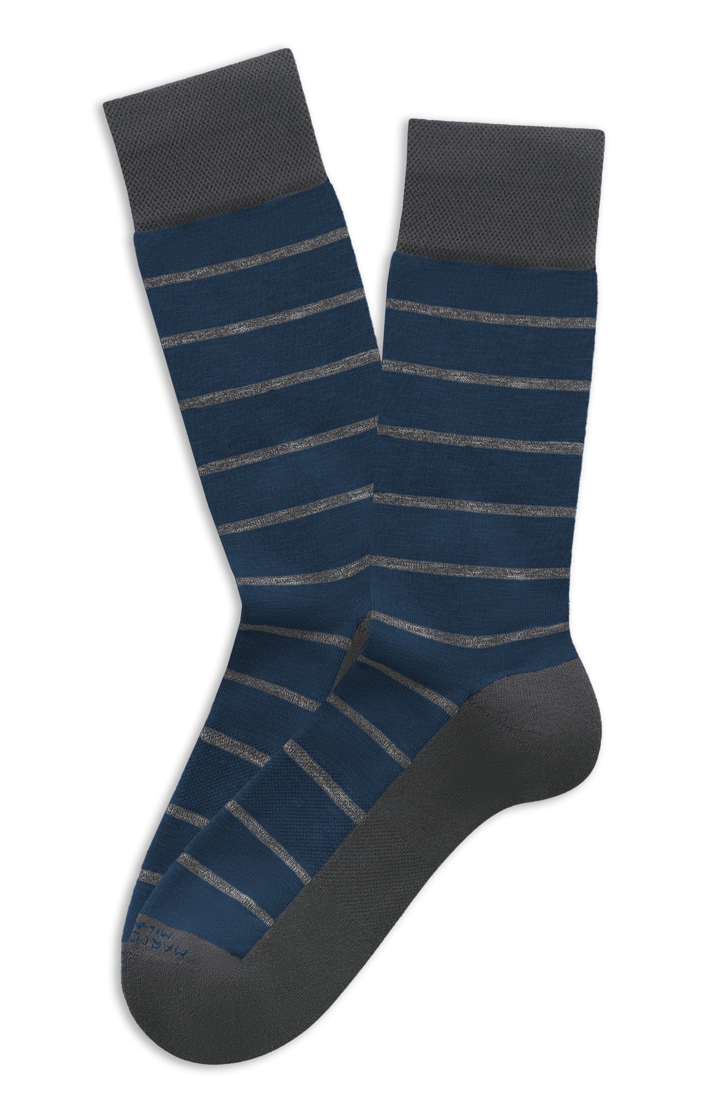 MARCOLIANI CLASSIC STRIPE SNEAKER SOCK - INDIGO BLUE