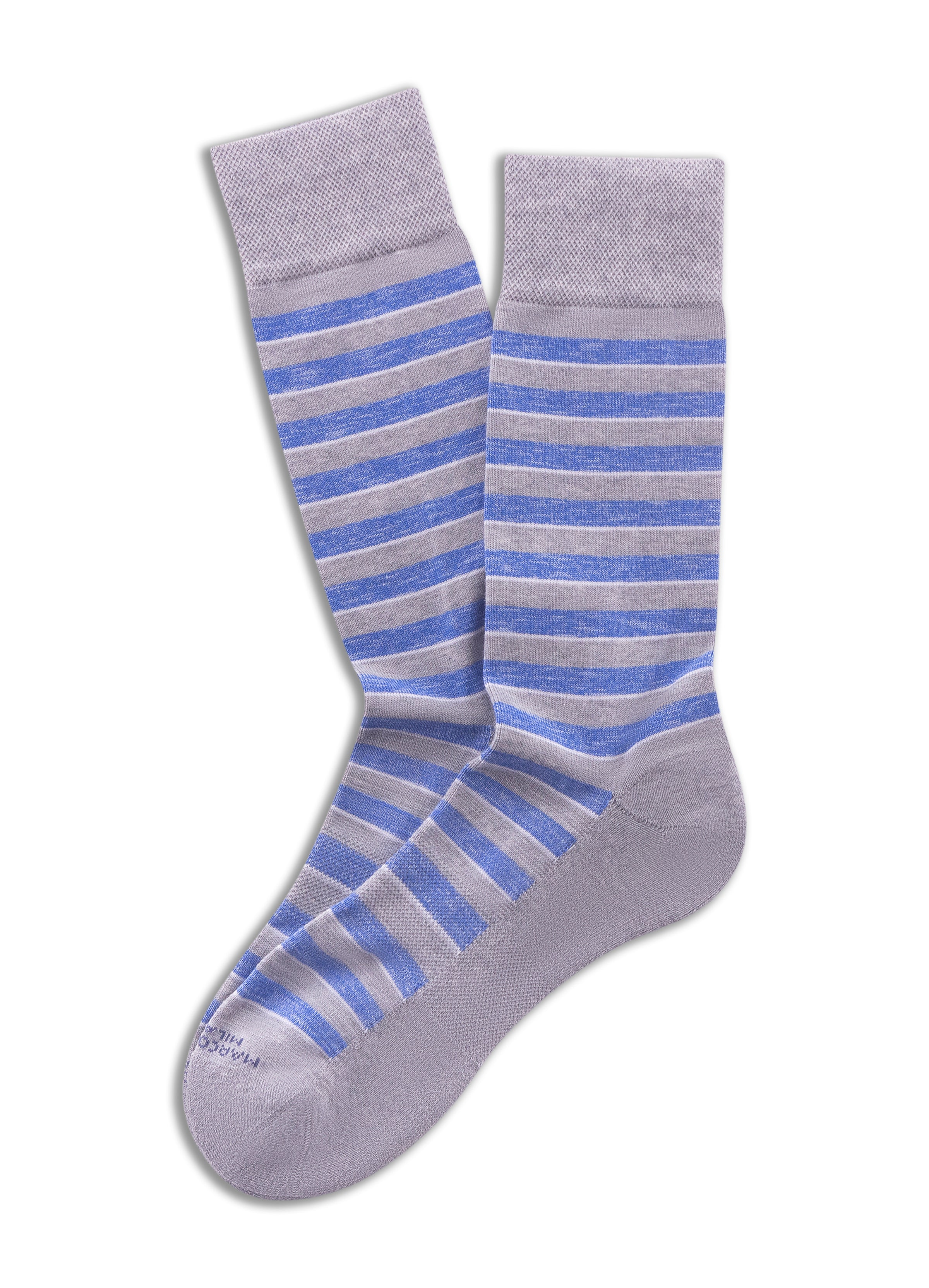 MARCOLIANI SIMPLE STRIPE SNEAKER SOCK - PEARL