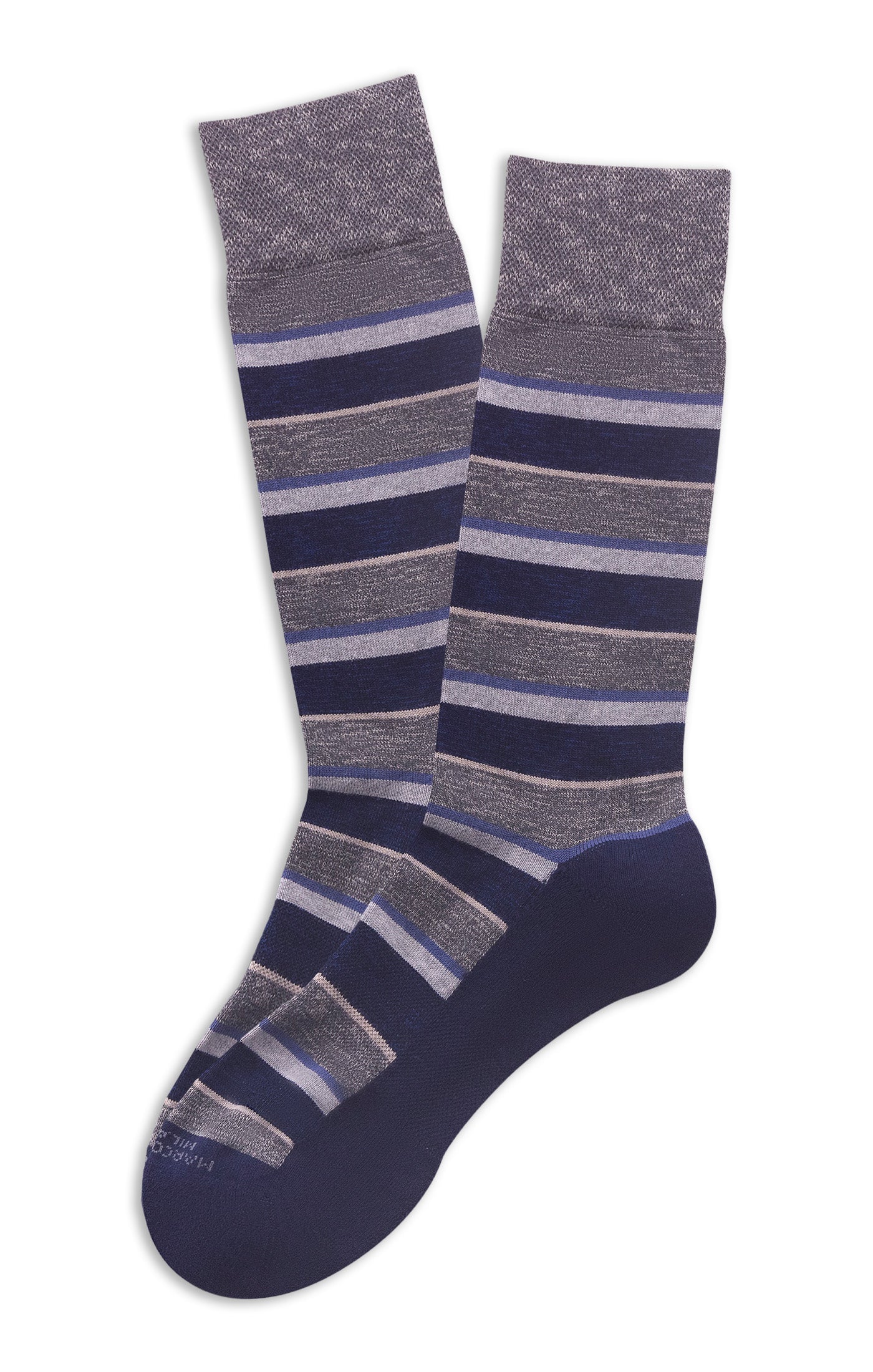 MARCOLIANI COMO STRIPE SNEAKER SOCK - NAVY