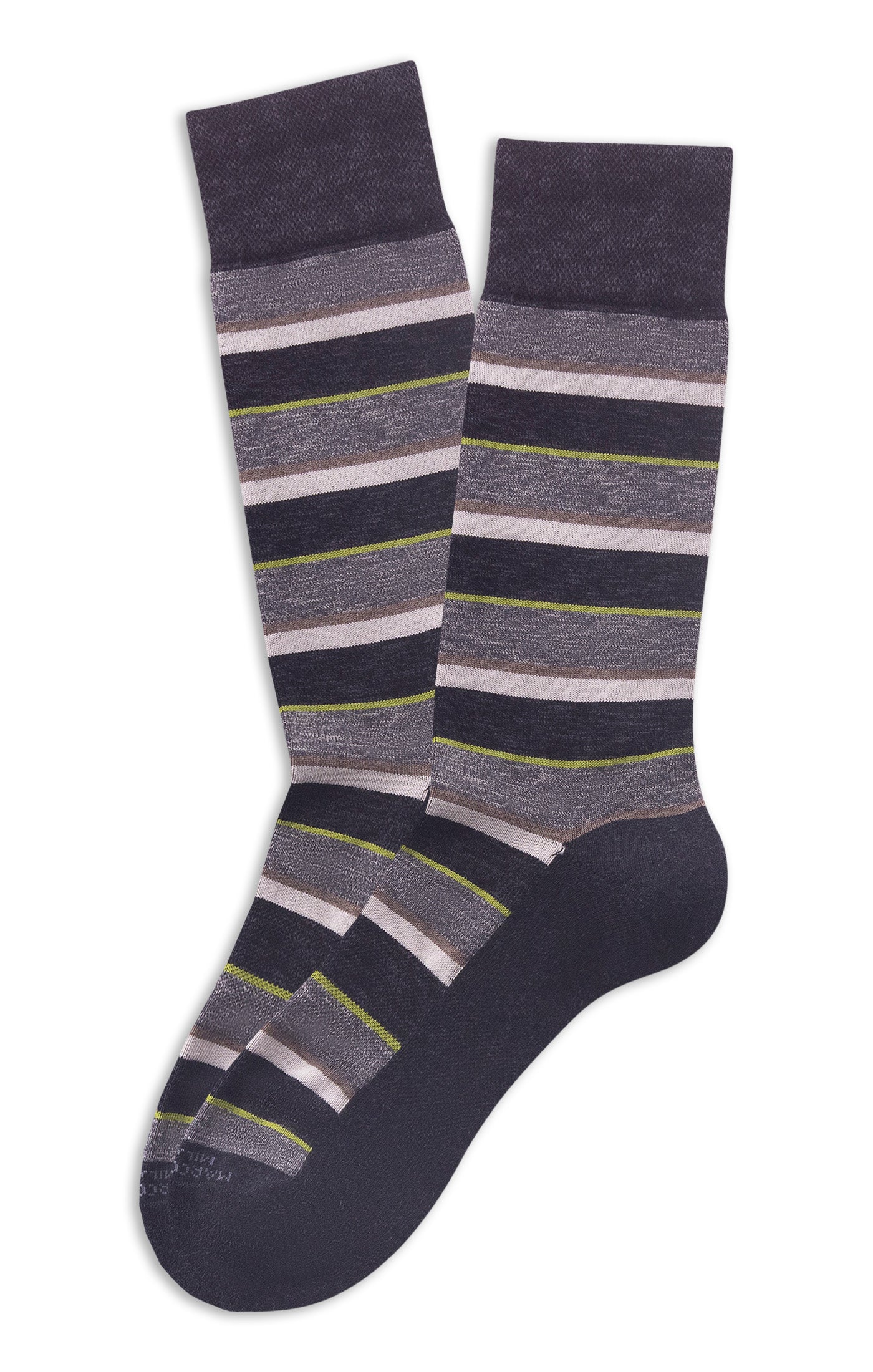 MARCOLIANI COMO STRIPE SNEAKER CALF SOCK - CHARCOAL