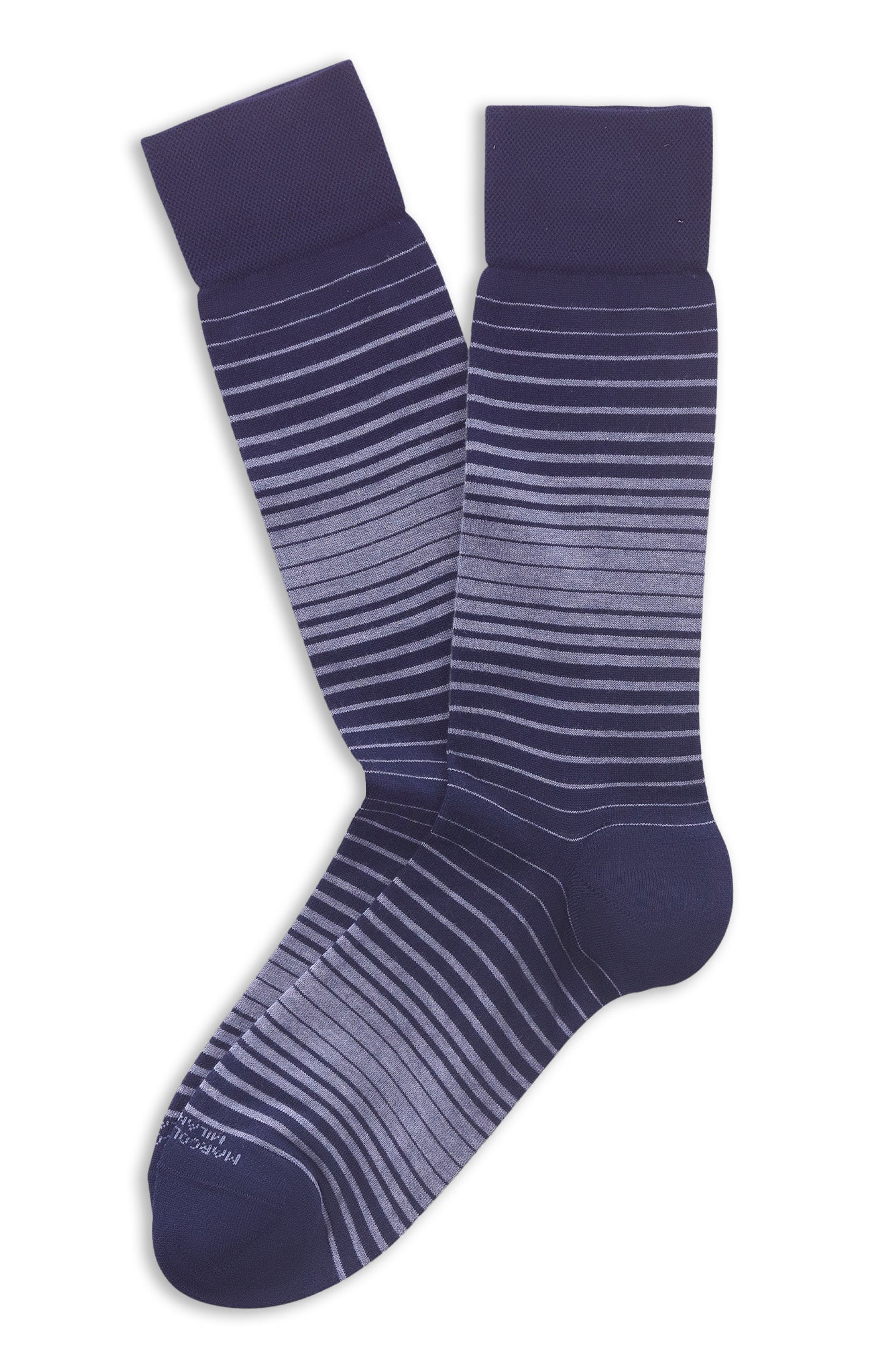 MARCOLIANI SHADED STRIPES CALF SOCK - NAVY
