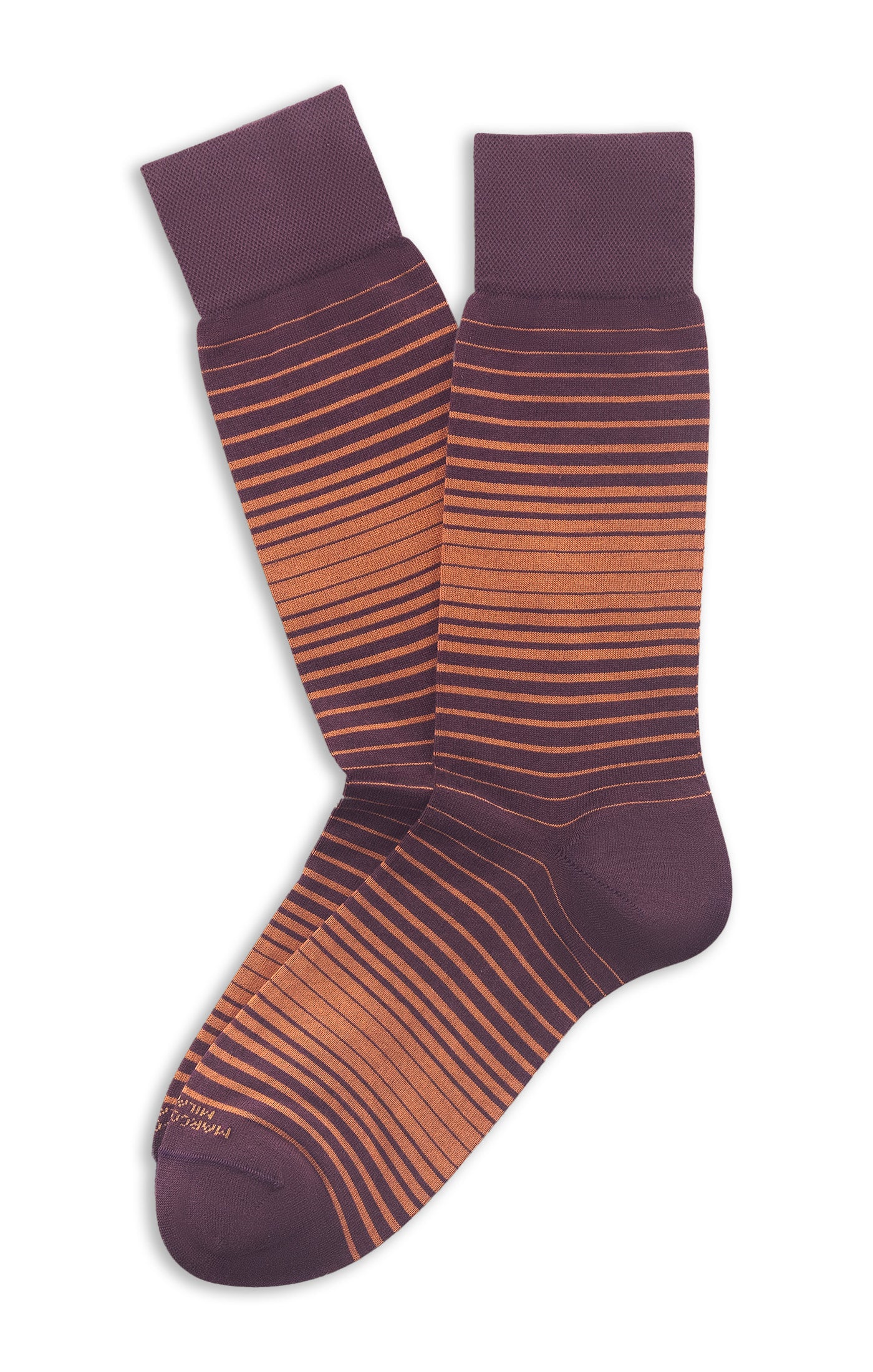 MARCOLIANI SHADED STRIPES CALF SOCK - BORDEAUX