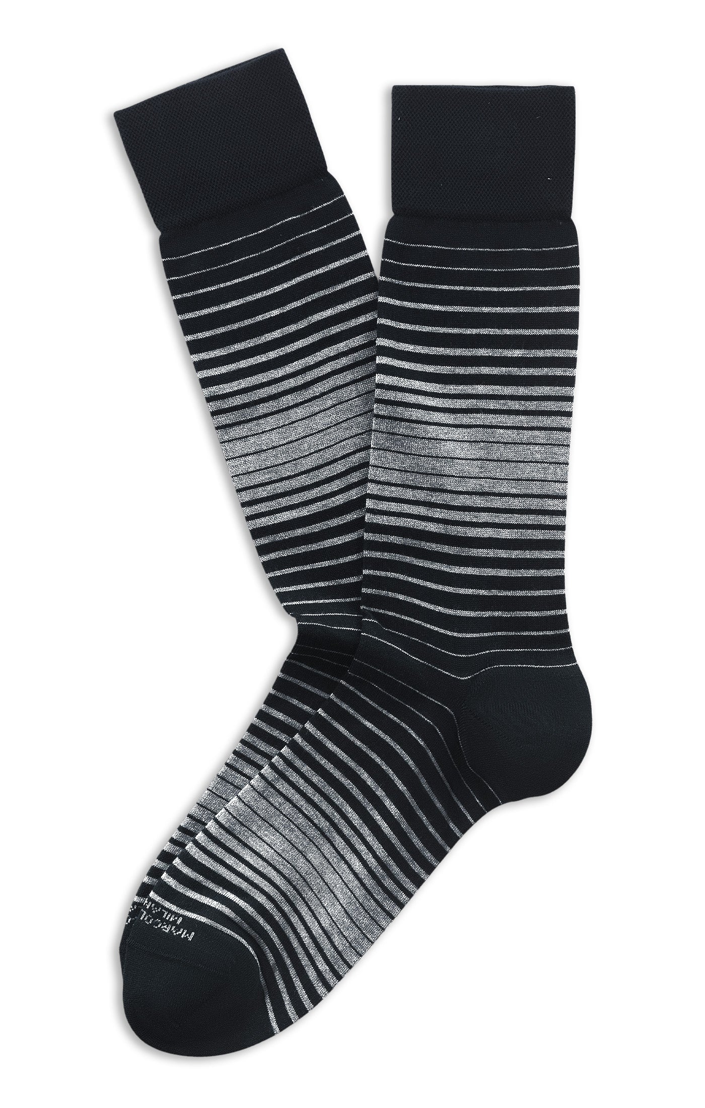 MARCOLIANI SHADED STRIPES CALF SOCK - CHARCOAL