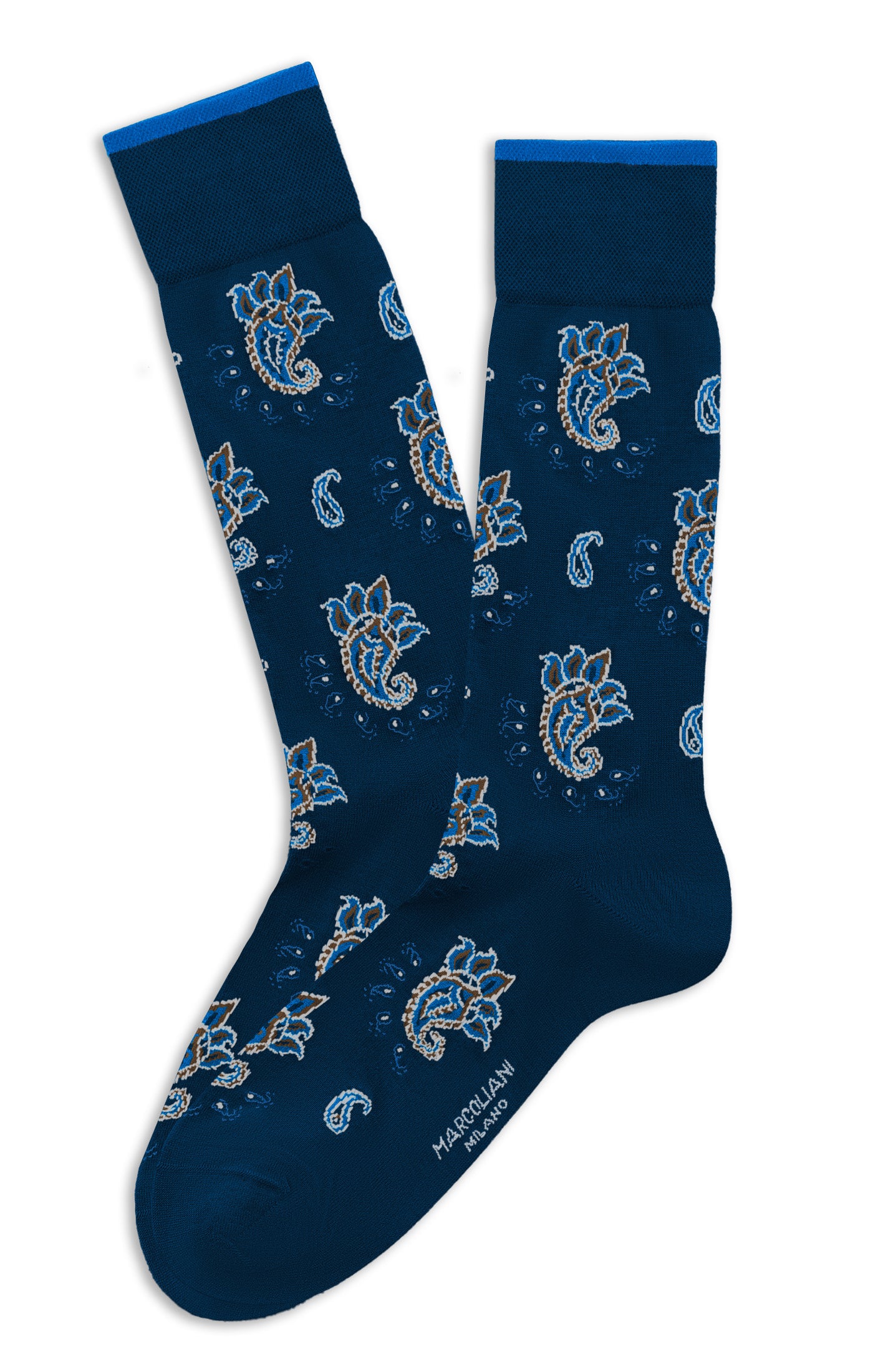 MARCOLIANI ALWAR PAISLEY CALF SOCK - NAVY