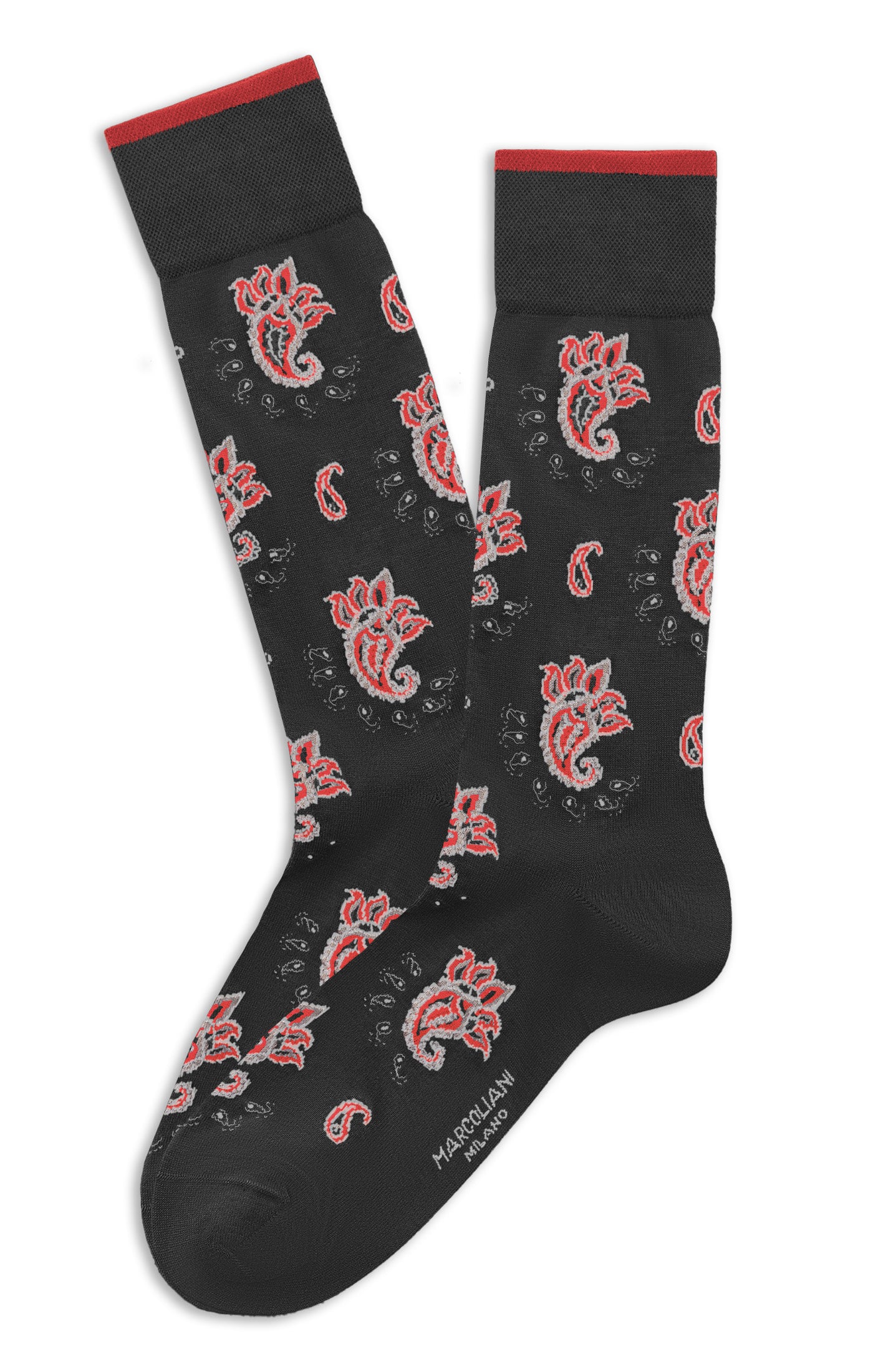 MARCOLIANI ALWAR PAISLEY CALF SOCK - CHARCOAL