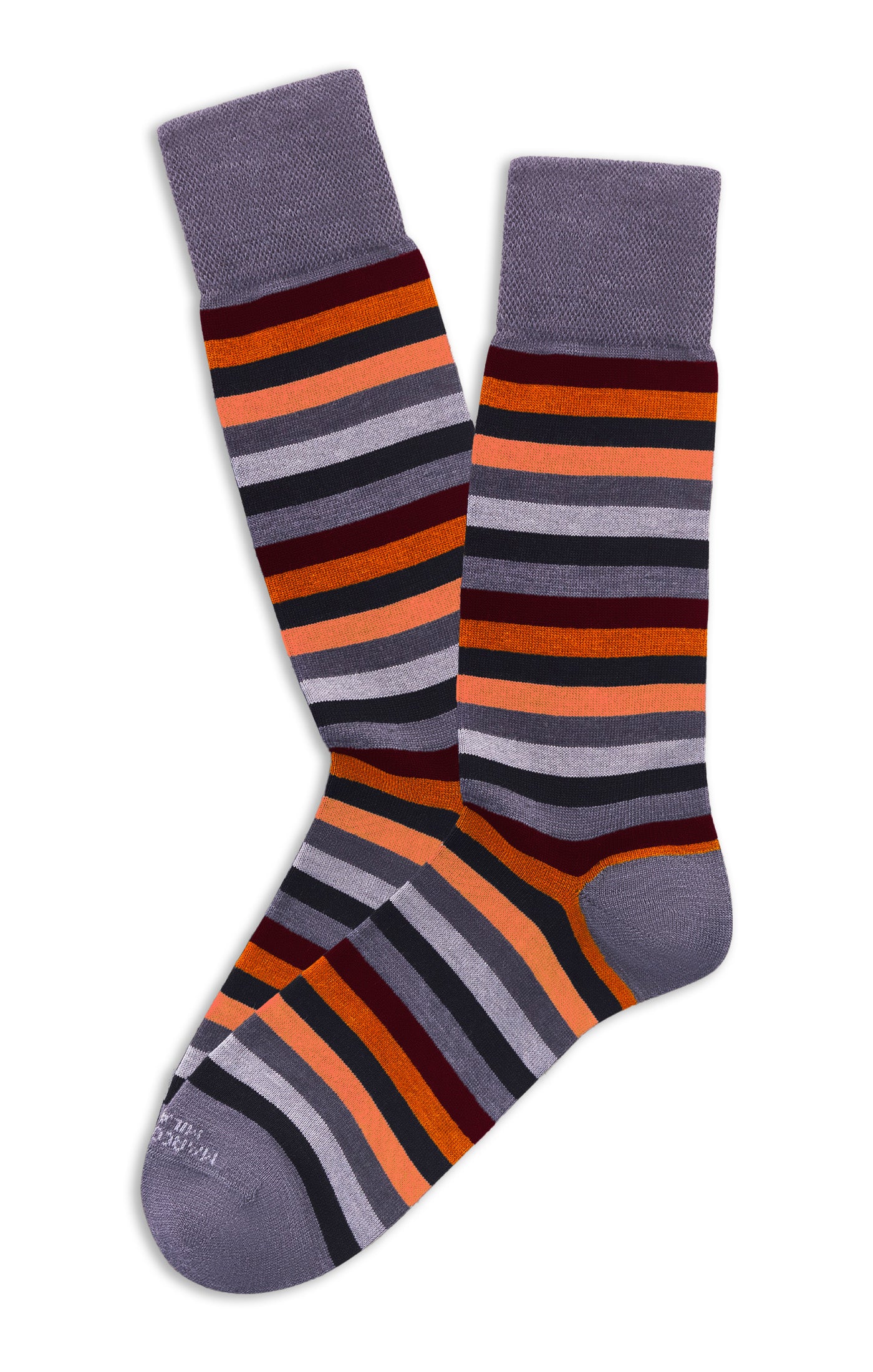 MARCOLIANI RAINBOW STRIPE CALF SOCK - CHARCOAL GINGER