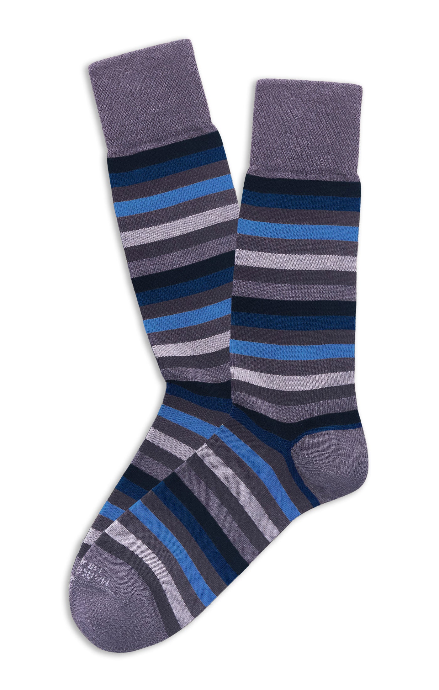 MARCOLIANI RAINBOW STRIPE CALF SOCK - CHARCOAL INDIGO