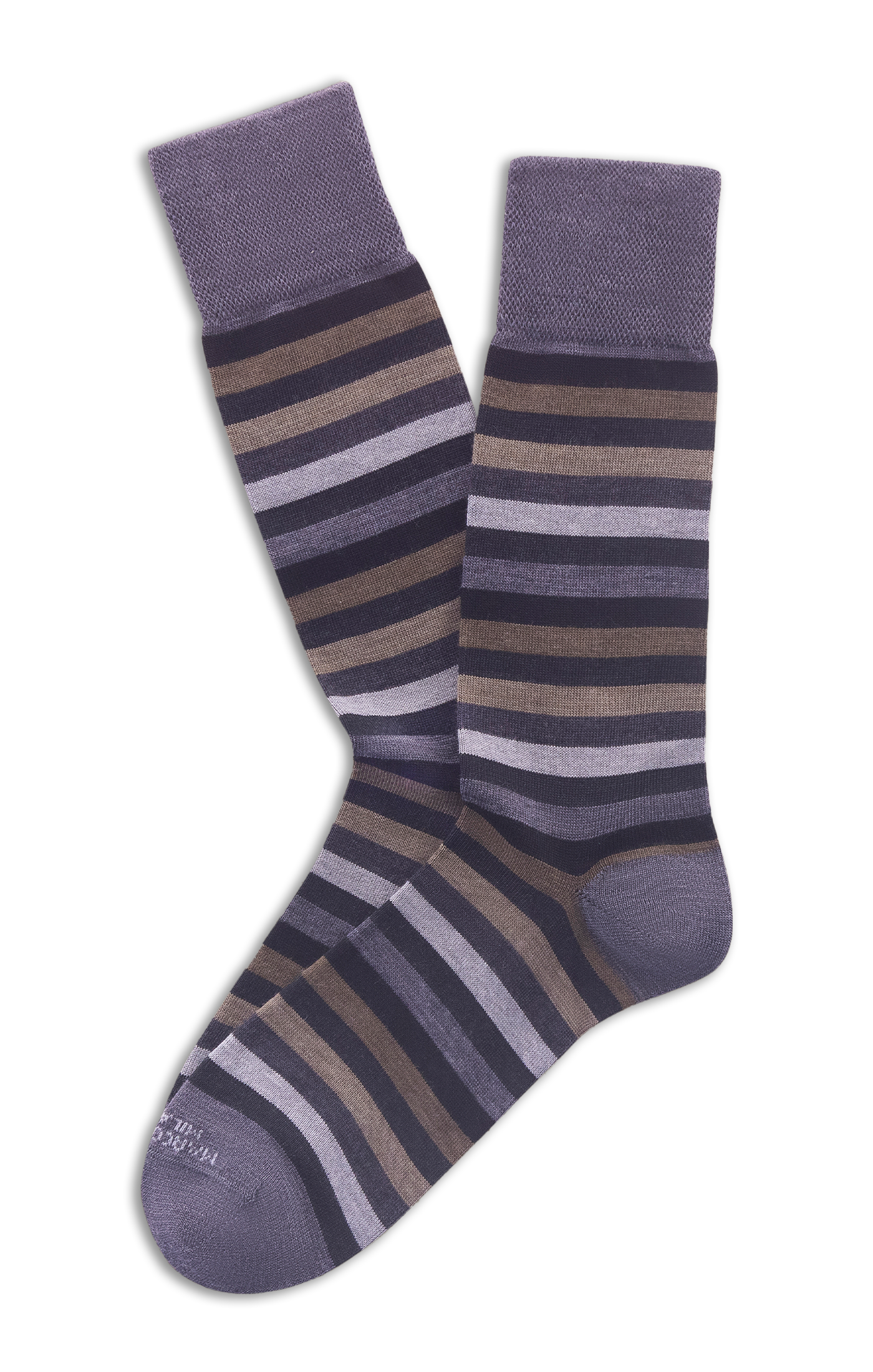 MARCOLIANI RAINBOW STRIPE CALF SOCK - CHARCOAL CAMEL