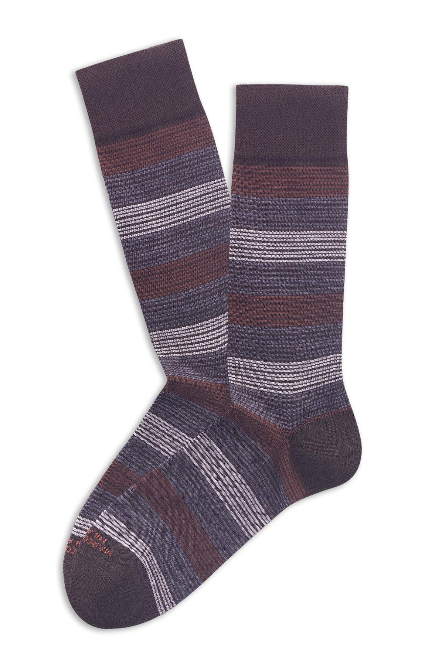 MARCOLIANI SCALA STRIPE CALF SOCK - BROWN MIX