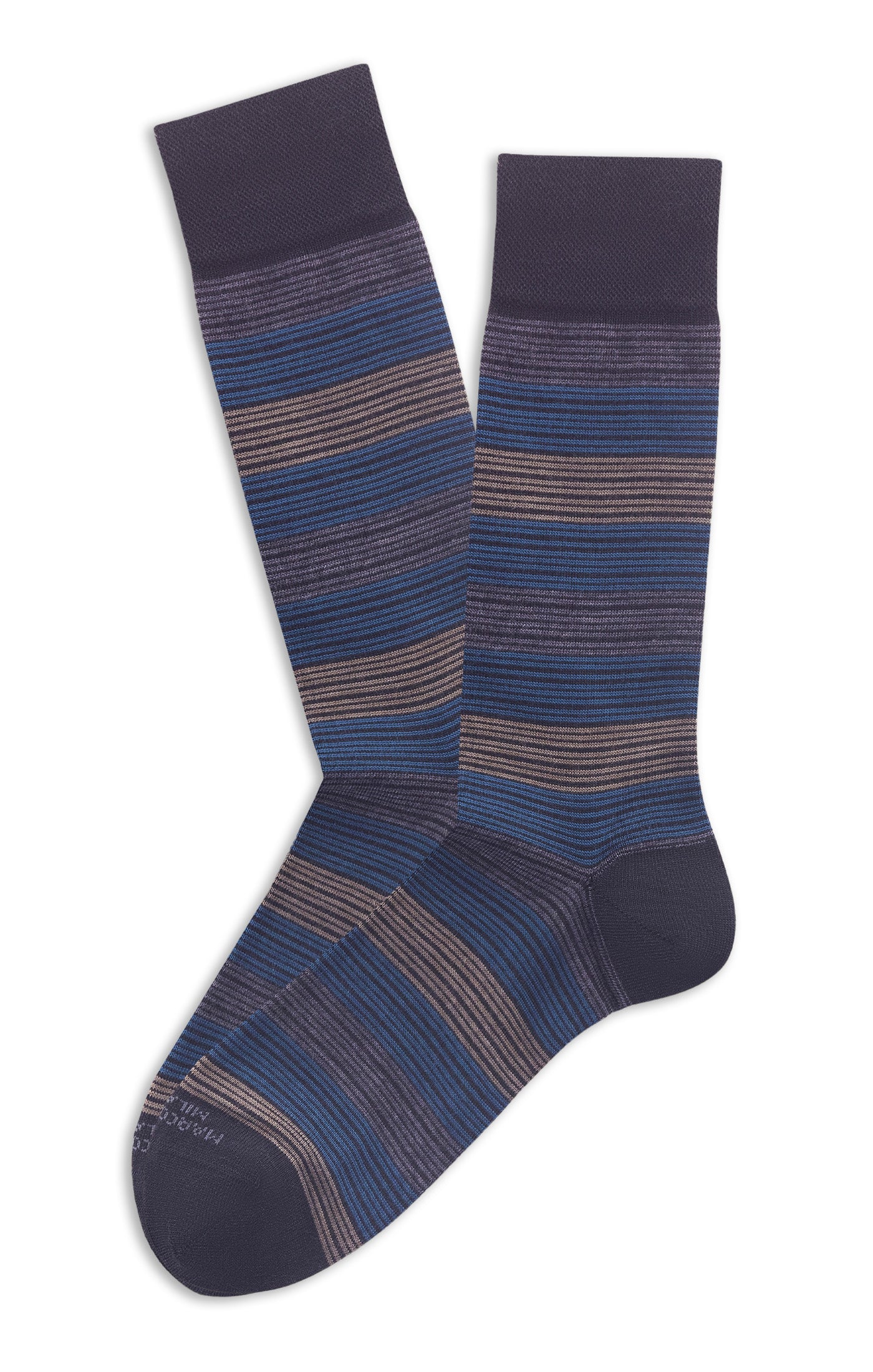 MARCOLIANI SCALA STRIPE CALF SOCK - CHARCOAL MIX