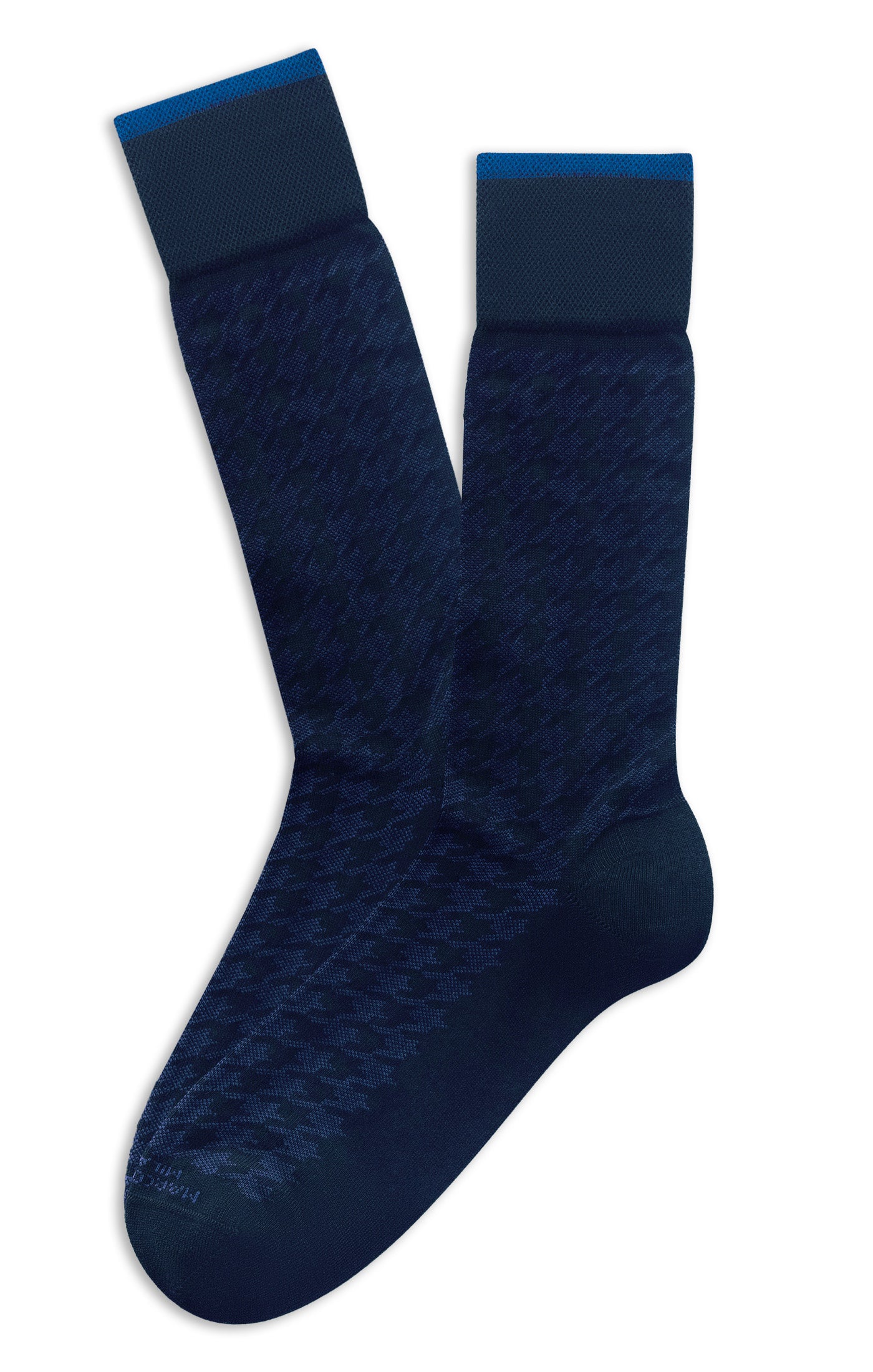 MARCOLIANI MOUSSE OF MODAL HOUNDSTOOTH CALF SOCK - NAVY