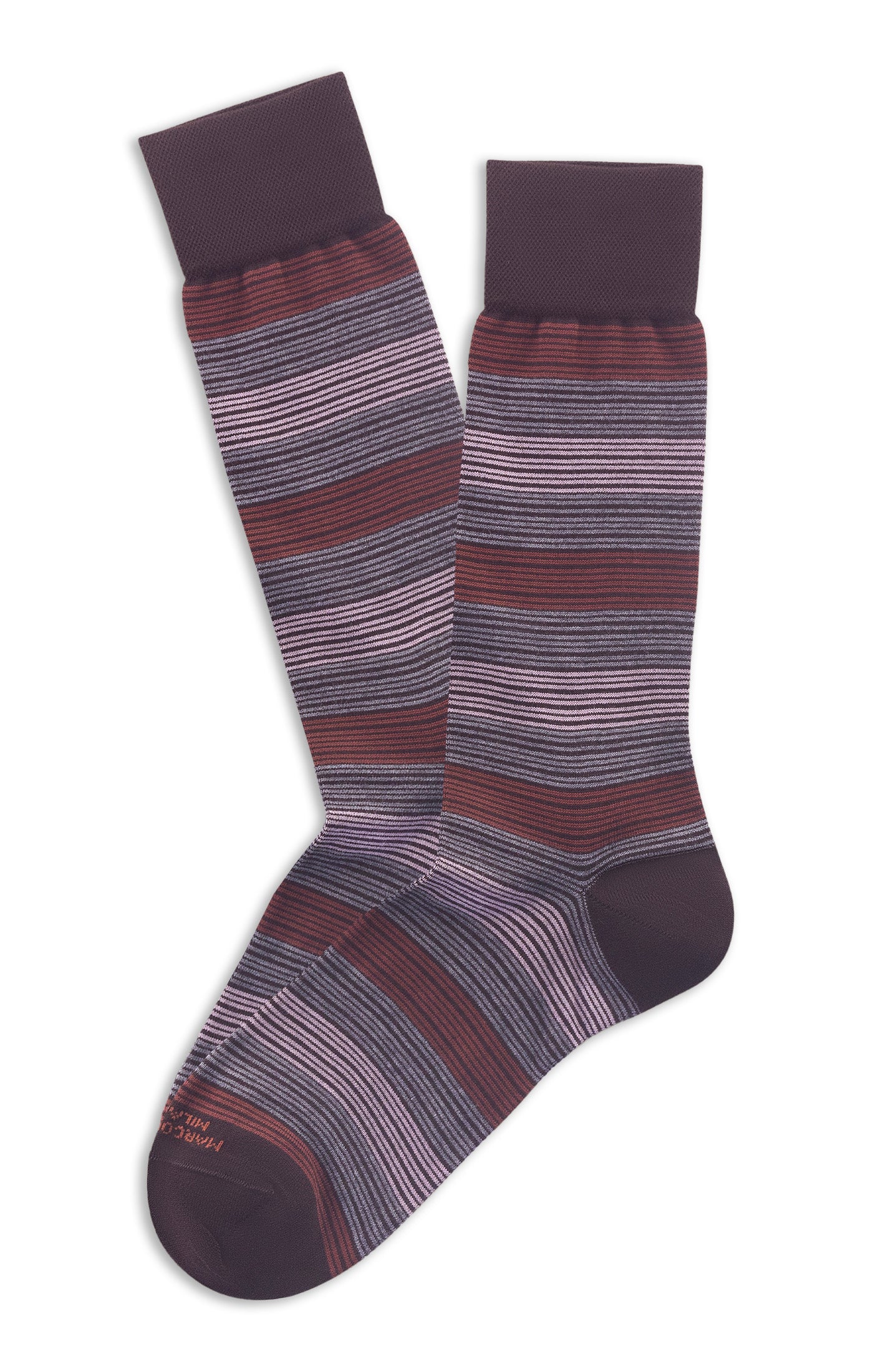 MARCOLIANI SCALA STRIPE CALF SOCK - BROWN MIX