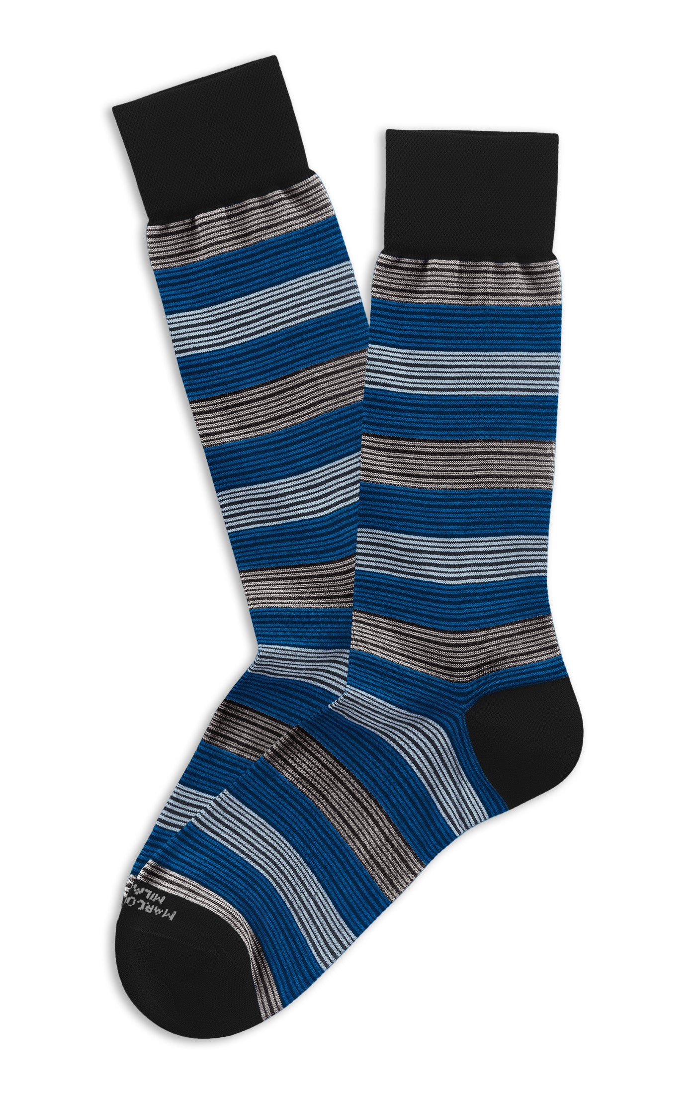 MARCOLIANI SCALA STRIPE CALF SOCK - BLACK CAMEL