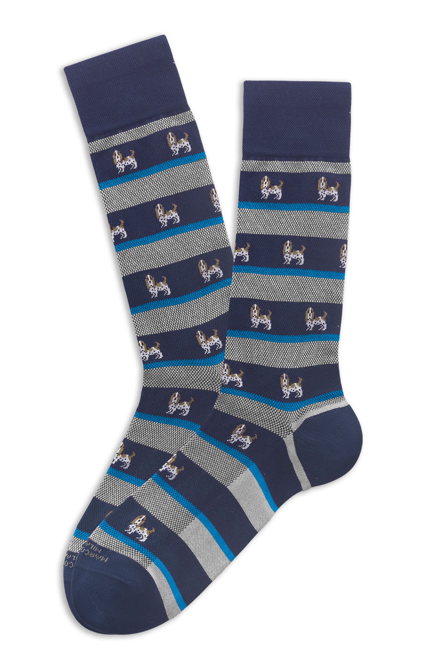 MARCOLIANI BASSETHOUND CALF SOCK - NAVY BLUE