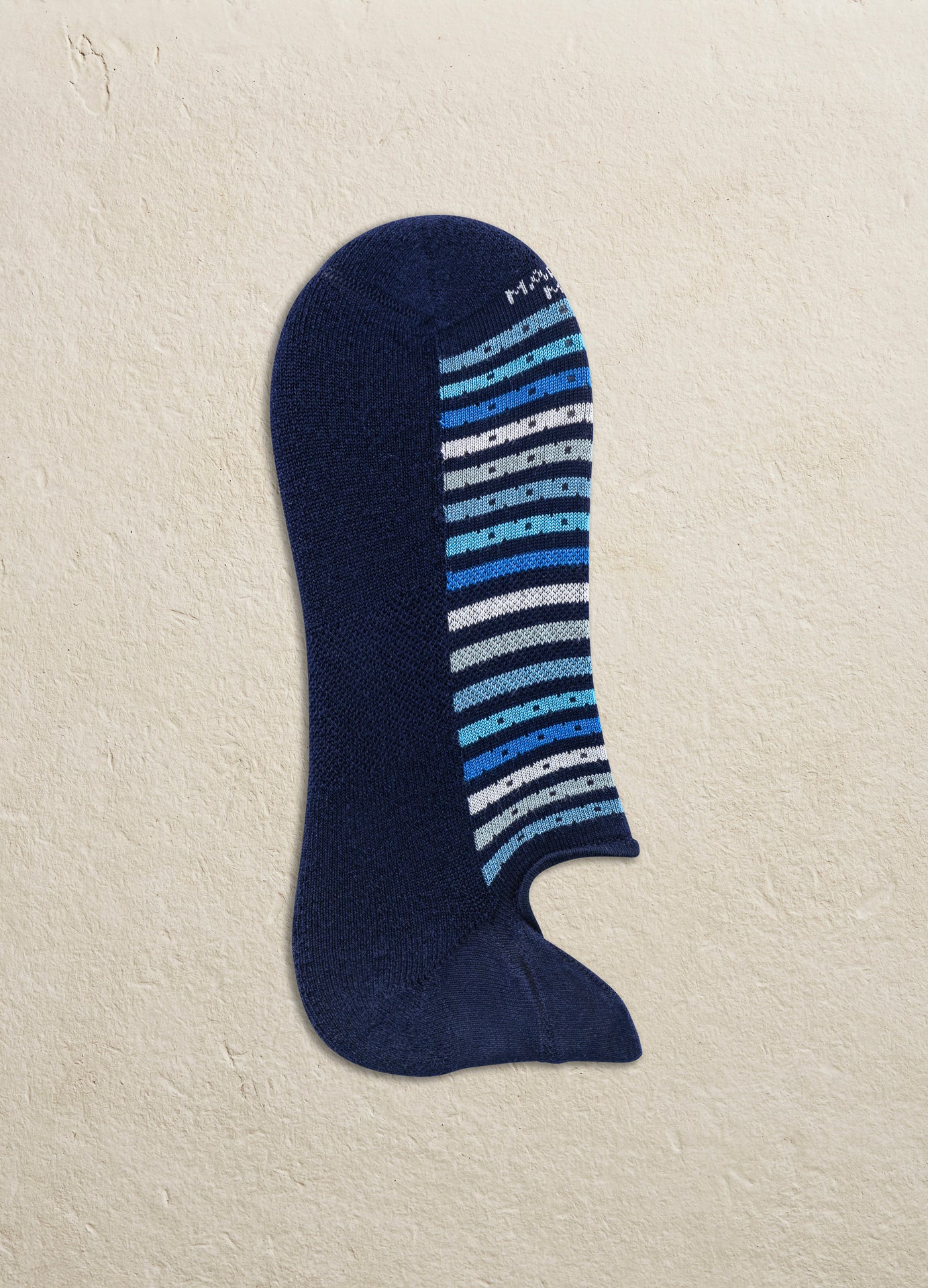 MARCOLIANI PIMA COTTON STRIPES AND PIN INVISIBLE SNEAKER SOCK - NAVY/BLUE