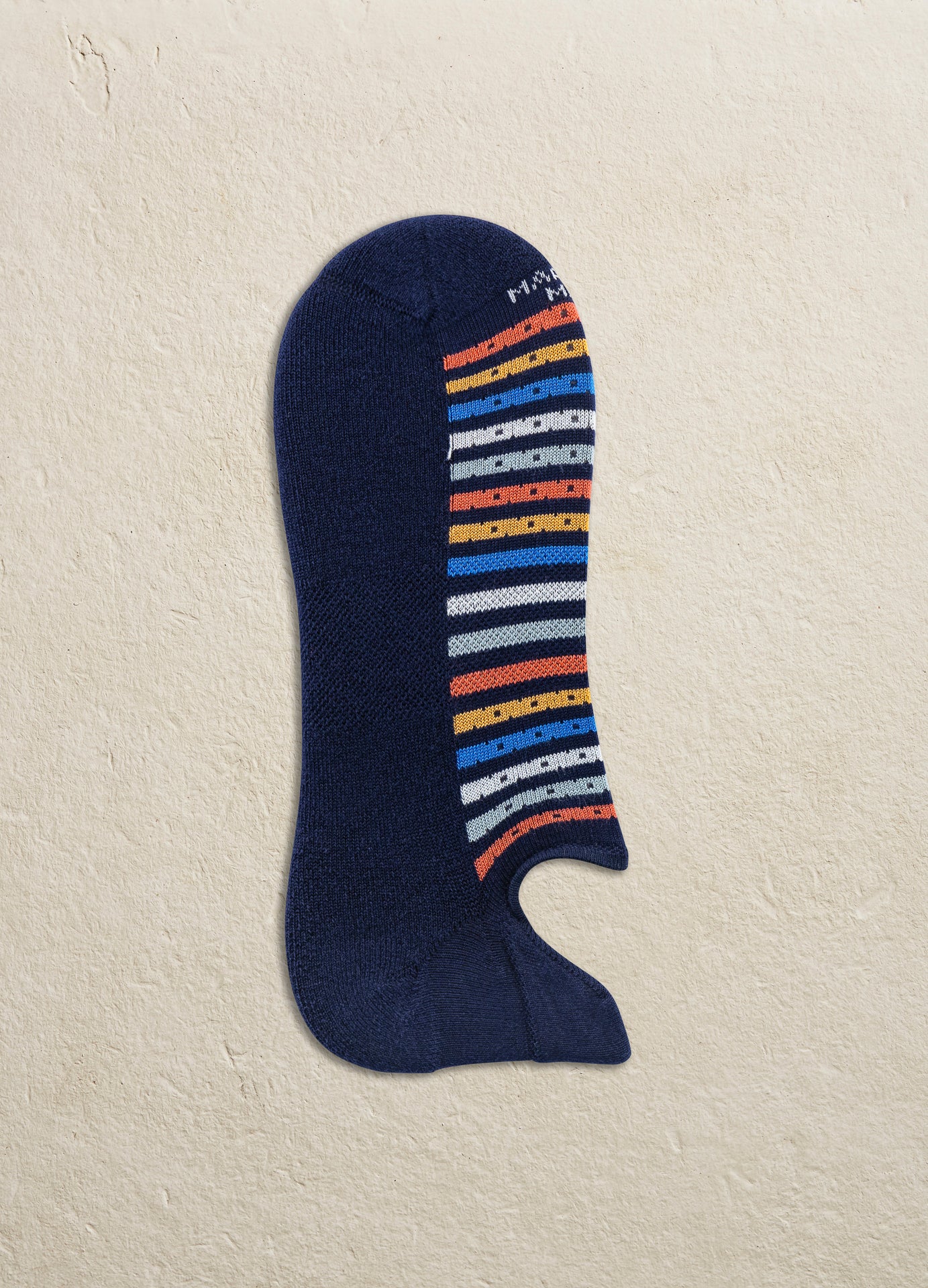 MARCOLIANI PIMA COTTON STRIPES AND PIN INVISIBLE SNEAKER SOCK - NAVY/RED