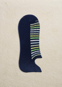MARCOLIANI PIMA COTTON STRIPES AND PIN INVISIBLE SNEAKER SOCK - NAVY/GREEN