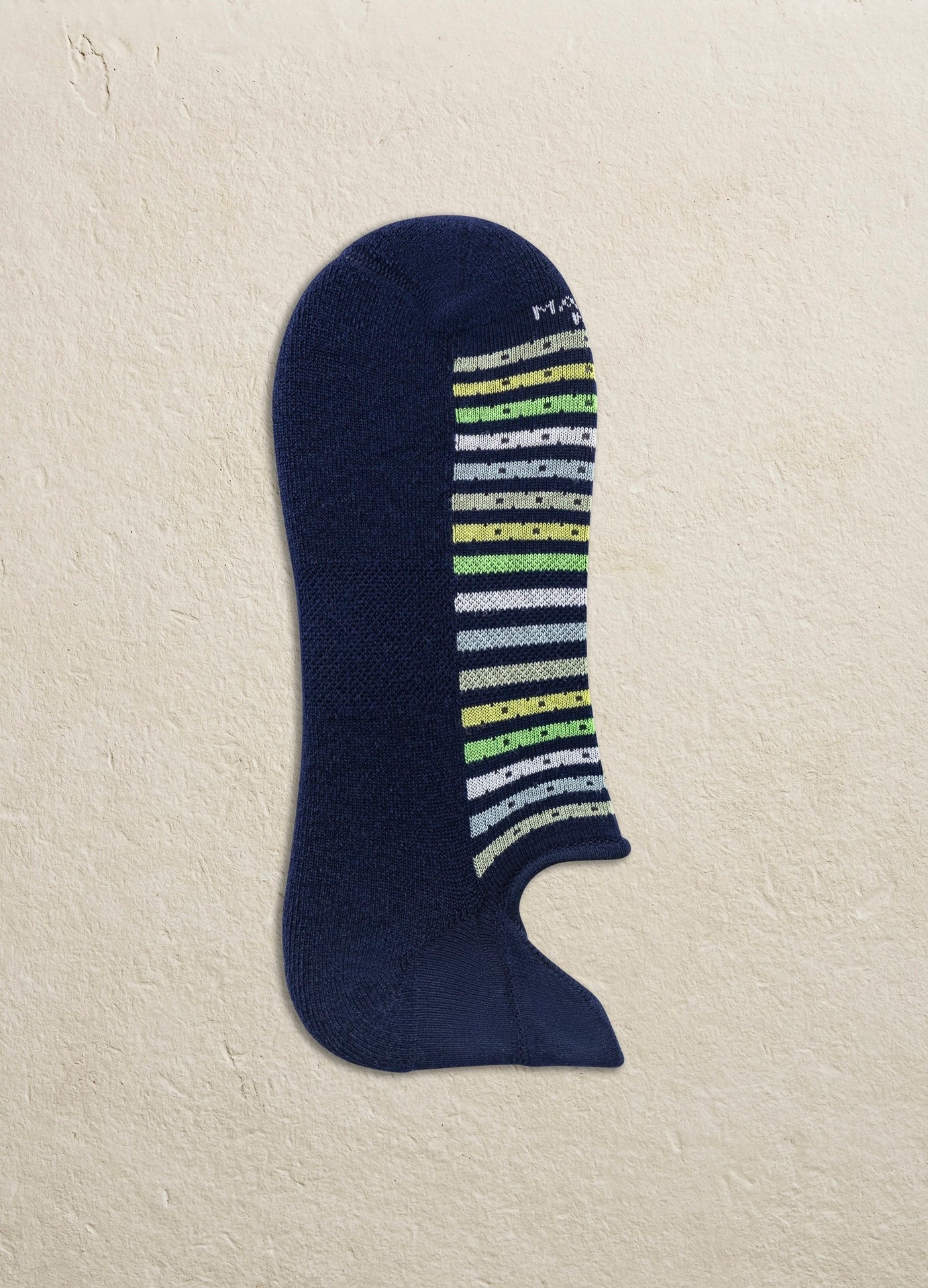 MARCOLIANI PIMA COTTON STRIPES AND PIN INVISIBLE SNEAKER SOCK - NAVY/GREEN