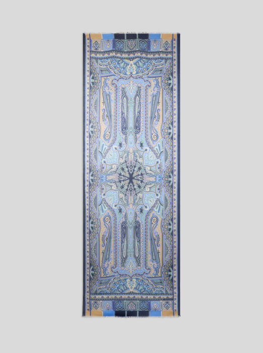 ETRO MODAL SCARF - MULTICOLOR ON BLUE