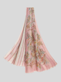 ETRO DOUBLE-SIDED LINEN BLEND SCARF - PINK STRIPE/FLORAL