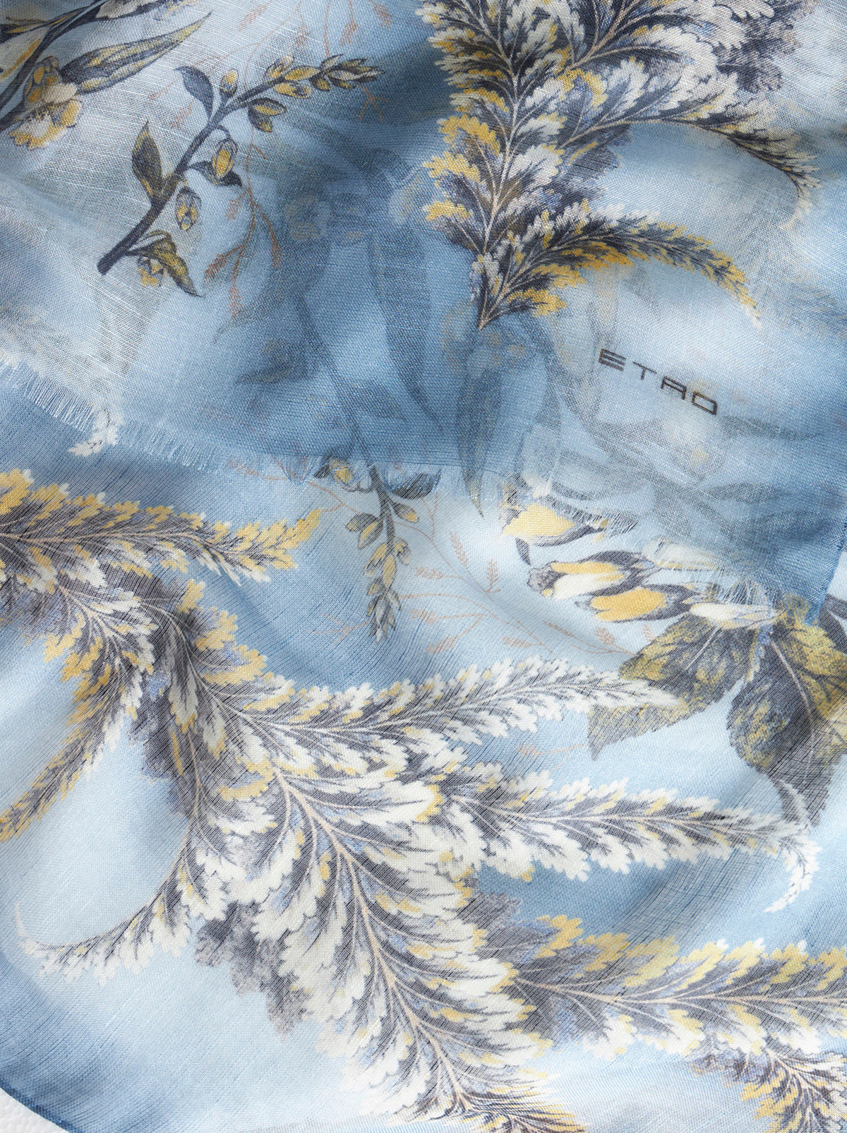ETRO MODAL, LINEN & SILK SCARF - LIGHT BLUE FERN