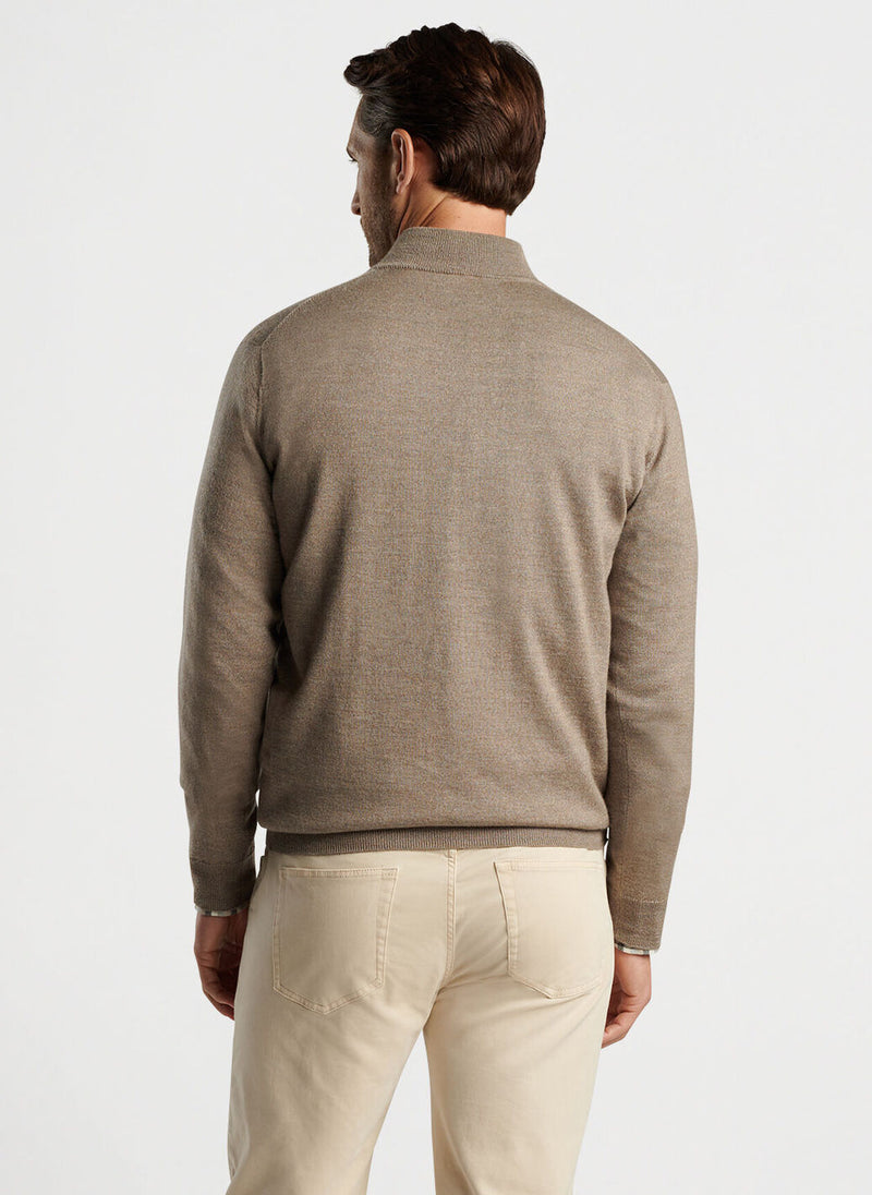 PETER MILLAR AUTUMN CREST SUEDE TRIM 1/4 ZIP SWEATER - IRISH CREAM