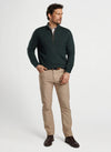 PETER MILLAR AUTUMN CREST SUEDE TRIM 1/4 ZIP SWEATER - LACINATO