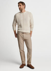 PETER MILLAR CRESCENT RIDGE CABLE CREW SWEATER - WINTER IVORY