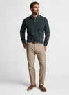 PETER MILLAR BREAKER BIRDSEYE 1/4 ZIP SWEATER - BALSAM