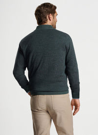 PETER MILLAR BREAKER BIRDSEYE 1/4 ZIP SWEATER - BALSAM