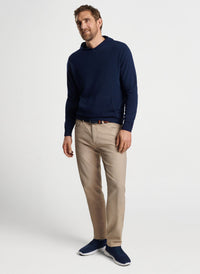 PETER MILLAR CONWAY WOOL CASHMERE POPOVER HOODIE - NAVY