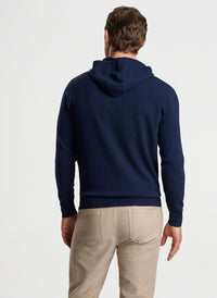 PETER MILLAR CONWAY WOOL CASHMERE POPOVER HOODIE - NAVY