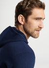 PETER MILLAR CONWAY WOOL CASHMERE POPOVER HOODIE - NAVY