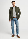 PETER MILLAR CRESCENT FULL ZIP SWEATER - MILITARY