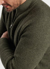 PETER MILLAR CRESCENT FULL ZIP SWEATER - MILITARY