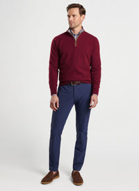 PETER MILLAR ARTISAN CRAFTED CASHMERE FLEX QUARTER ZIP - VERMOUTH